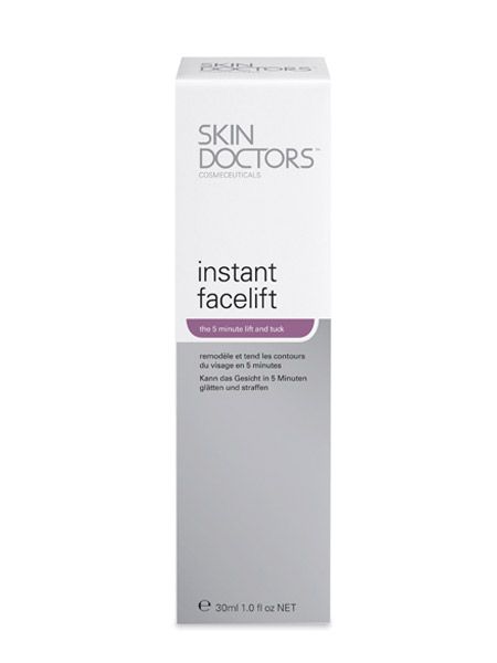 <p>With no healing period to contend with, Skin Doctors Instant Facelift calls itself the '5 minute lift and tuck'. A daily treatment that promises to stop skin sagging, massage the silky gel serum into your skin and you'll immediately feel its tightening effects. A must if you need a fast fix, this will leave you looking radiant, refreshed and with firmer features</p>

<p>Skin Doctors Instant Facelift, £30.63, <a target="_blank" title="Skin Doctors instant face lift" href="http://www.boots.com/en/Skin-Doctors-Instant-Facelift-30ml_852400/?CAWELAID=334508435&cm_mmc=Shopping%20Engines-_-Google%20Base-_---_-Skin%20Doctors%20Instant%20Facelift%2030ml">boots.com</a></p>
