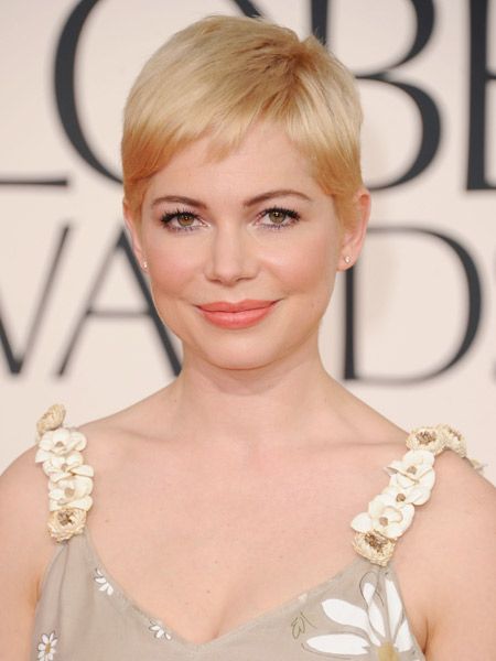 <p>There's little she can do with her short blonde crop but Michelle Williams made up for it with her pretty pastel makeup. Nominated for Best Actress at the Golden Globes, she ditched the black eyeliner in favour of a subtle silvery blue and painted her pout a soft peach sorbet shade. Complementing her complexion and eye colour, she proves she can work a colour palette as well as the rest of her red carpet peers</p>