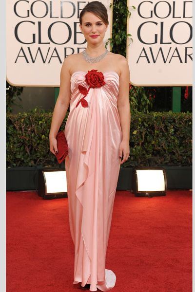<p>Natalie won Best Actress and we think she deserves Best Dressed too for her Viktor & Rolf couture silk satin column gown with a hand-embroidered Swarovski crystal red rose. It looks bloomin' beautiful on the pregnant star. Bravo!</p>
