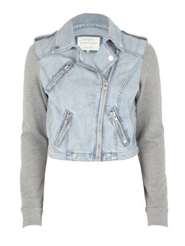 <p>Modernize your wardrobe with this jersey-sleeved denim jacket from River Island. With a sportswear inspired look, this fresh take on the denim jacket would be the ideal casual daytime cover-up</p>
<p>Denim biker jacket, £44.99, <a href="http://www.riverisland.com/Online/women/coats--jackets/jackets/light-blue-denim-biker-jacket-598040" target="blank">riverisland.com</a></p>