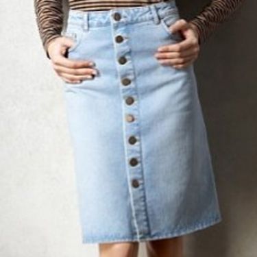 <p>The 70s is back with a bang and if you're not ready to brave mega flares reach for this denim button-up skirt instead, new in at M&S</p>

<p>£35, <a href="http://www.marksandspencer.com/Limited-Collection-Cotton-Button-Through/dp/B004HB7FVU?ie=UTF8&ref=sr_1_5&nodeId=42966030&sr=1-5&qid=1297094500&pf_rd_r=0TBK890WGMJWA70VY7G1&pf_rd_m=A2BO0OYVBKIQJM&pf_rd_t=301&pf_rd_i=0&pf_rd_p=215485807&pf_rd_s=center-3" target="_blank">marksandspencer.com</a> </p>