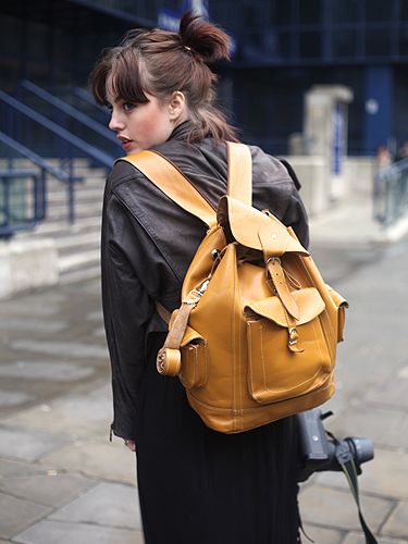 <p>Everybody seemed to be swapping their handbags for backpacks this fashion week! In a light tan leather, this oversized beauty is pretty and practical</p>