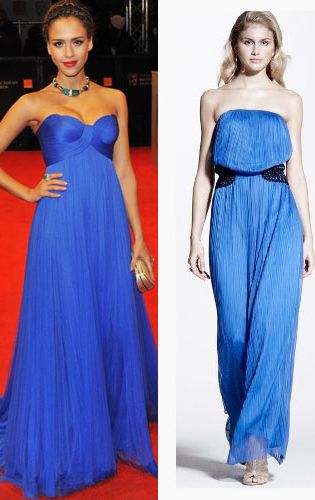 <p>Queen of red carpet glamour. Jessica Alba looks stunning in a floor-length strapless gown from Versace. Copy her style in this cobalt blue maxi dress we found by Love Label. A-list worthy style for £59</p><p>£59, <a href="http://www.very.co.uk/love-label-crochet-waist-maxi-dress/837534091.prd?browseToken=%2fb%2f1655%2fs%2fbestsellers%2c0%2fo%2f4%2fr%2f100&trail=1589-1655&prdToken=/p/prod6011608-sku9119283&aff=buyat&affsrc=home&cm_mmc=buyat-_-affiliate-_-na-_-deeplink
"target="_blank"> very.co.uk </a></p>

