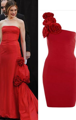 <p>Anne oozes Hollywood glamour in this deep red Valentino gown. For a similar look without the haute couture price tag, try this red rose appliqué dress by Miss Selfridge</p><p>£45, <a href="http://www.riverisland.com/Online/women/dresses/going-out--evening-dresses/red-jersey-bandeau-dress-602443
"target="_blank"> missselfridge.com </a></p>



