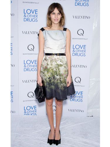 <p>Quirky style queen Alexa Chung is known for her trendy red carpet looks, and this Valentino number is another of her hits. Boasting a flattering 50s shape and romantic floral print, this dress is ticks all the boxes for the spring summer season</p>

