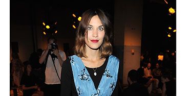 Spotted on the front row of Proenza Schouler's fashion show, Alexa Chung's quirky style takes centre stage in a blue puffball dress
