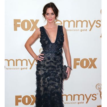 <p>Emily Blunt looked every inch the Hollywood starlet in this beautifully embellished midnight-blue gown from Elie Saab couture. Teamed with a smoky grey clutch and a simple up-do, we think she's a red carpet hit!</p>