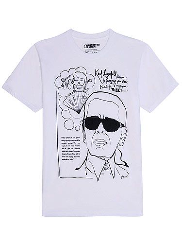 Top of our wish list is the Nyla Boutique Christopher Lee Sauvé t Karl Lagerfeld. These tees are the ultimate in fash pack uniform, especially when teamed with a leather skirt and faux fur coat. Not only is this T-shirt incredibly stylish, there is great humour to it as well – and you know we love a good sense of humour
<p>£60, <a href="http://www.nylaboutique.com/">Christopher Lee Sauvé for NYLA Boutique</a></p>