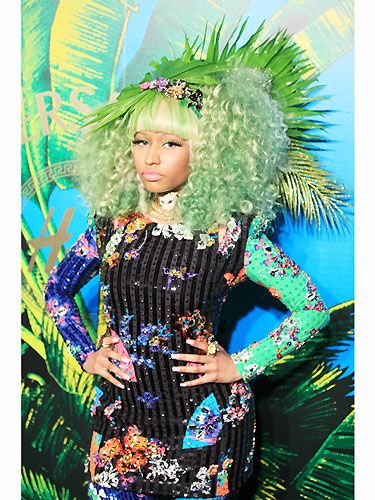 Of course Nicki Minaj turned up the Versace for H&M party, this event had her name all over it! With her colourful outfit and bright green hair, we have to wonder if she has any more tricks up her sleeve? 
