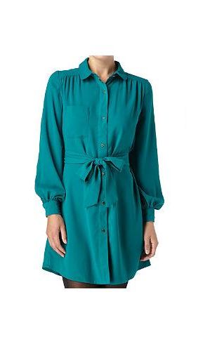 <p>This jewel-coloured shirt dress is a great way to add a little colour into a winter workwear wardrobe. It's a totally classic shape and an absolute steal!</p>

<p>Belted crepe dress, was £24.99, now £10, <a href="http://www.newlook.com/shop/womens/womens-sale/belted-crepe-dress_226413232" target="_blank">New Look</a></p>