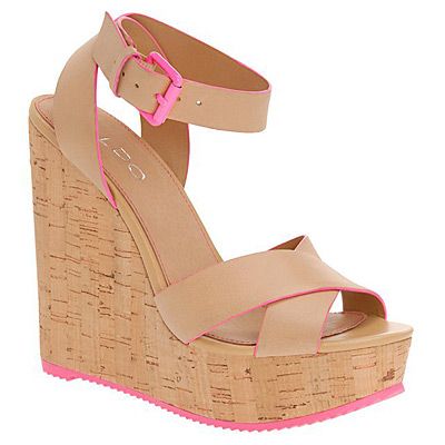 <p>Feast your eyes on these delightful cork wedges from ALDO. The flash of fluro nods to this season's sportswear trend -  without having to forfeit your heels, natch.</p>
<p>Brimfield wedges, £70, <a title="Aldo weges" href="http://www.aldoshoes.com/uk/women/sandals/sandals/88278073-brimfield/32" target="_blank">ALDO</a></p>
