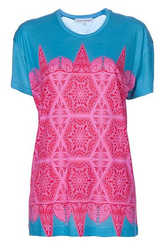 <p>Jonathan Saunders is hot property at the mo. And so are couture tees. Add in the electric blue and pink print colour pop and this is one winning combo. Love.</p>
<p>Jonathan Saunders T-shirt, £189, <a title="Farfetch.com" href="http://www.farfetch.com/shopping/women/jonathan-saunders-boyfriend-t-shirt-item-10143893.aspx" target="_blank">Farfetch.com</a></p>