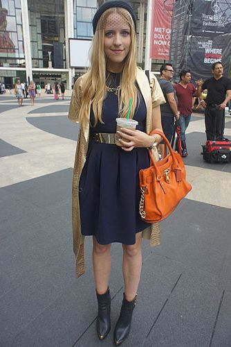<p><em>Stylist</em></p>
<p>Jessica worked her way around New York Fashion Week with style in her Vera Wang dress and gold designer jacket. She accessorised with a bling belt from H&M and a hat that set her above the rest in the style stakes</p>