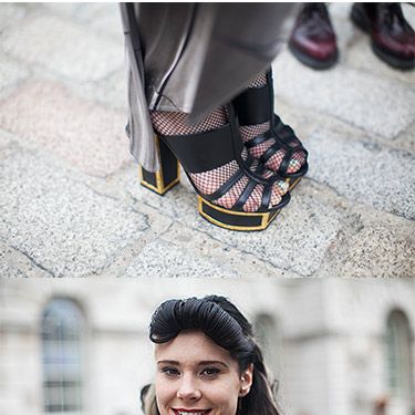 <p><em>Singer</em></p>
<p>We caught up with Kate Nash and got a snap of her awesome Felder Felder shoes. We're loving the gold framing on the platform!</p>