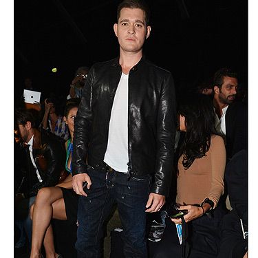 <p>Wow, someone has been working out! Singer Michael Buble showed up at the DSquared2 show looking as trim as the models on the catwalk! He fit in perfectly with the Milan Fashion Week crowd in his cool black leather jacket and jeans. Well done!</p>
