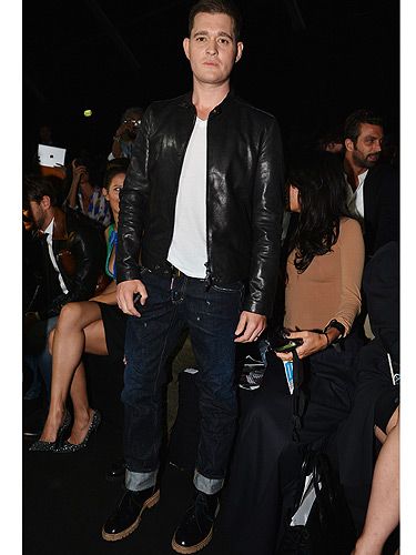 <p>Wow, someone has been working out! Singer Michael Buble showed up at the DSquared2 show looking as trim as the models on the catwalk! He fit in perfectly with the Milan Fashion Week crowd in his cool black leather jacket and jeans. Well done!</p>