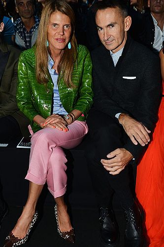 <p>Holy smoke, did you see the pink and green ensemble Anna Dello Russo wore to the DSquared2 show? The fashion star was sat next to Italian designer Neil Barrett on the front row and she had her Milan Fashion Week game face on!</p>