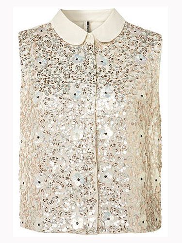 <p>Oh, like a magpie we are drawn to anything glitzy and this gold number is no exception. Team with sequin shorts and heels.</p>
<p>Sequin and flower shirt, £48, <a href="http://www.topshop.com/webapp/wcs/stores/servlet/ProductDisplay?beginIndex=1&viewAllFlag=&catalogId=33057&storeId=12556&productId=6114551&langId=-1&sort_field=Relevance&categoryId=208524&parent_categoryId=203984&pageSize=20&refinements=category%7E%5B330497%7C208524%5D&noOfRefinements=1">Topshop</a></p>