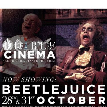 <p>This Halloween, Edible Cinema will be screening the screamtastic film 'Beetlejuice' at The Aubin Cinema, London. <br /><br />On arrival, cinema goers will be served a Bombay Sapphire 'Beetle Juice' cocktail (the signature cocktail for the evening) and will be given a series of numbered packages contains food and specially created tasters to eat during the film when prompted, heightening the freaktastic experience. <br /><br />The Halloween Edible Cinema will take place on Sunday 28 October at 3.00pm and Wednesday 31 October at 10.00pm at The Aubin Cinema, 64-66 Redchurch Street, London E2 7DP: <a href="http://www.aubincinema.com/movie/comingsoon/123" target="_blank">GET TICKETS HERE</a><br /><br />Edible Cinema is a collaboration between the Soho House Group, Bombay Sapphire, renowned experience organiser Polly Betton and experimental food designer Andrew Stellitano, so you're sure to have a scream!</p>