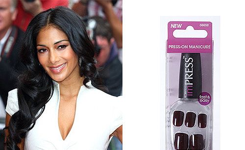 <p>A-list celebrities are always on-the-go and require beauty products that get the job done as quickly as possible. The perfectly manicured X Factor judge Nicole Scherzinger keeps an emergency pair of press-on nails in her makeup bag. You wouldn't be able to tell the difference from this or a professional salon gel-manicure.</p>
<p>imPRESS Press-on-Manicure, £4.99, <a href="http://www.boots.com/en/imPRESS-Press-on-Manicure-Text-Appeal_1252074/" target="_blank">Boots</a></p>