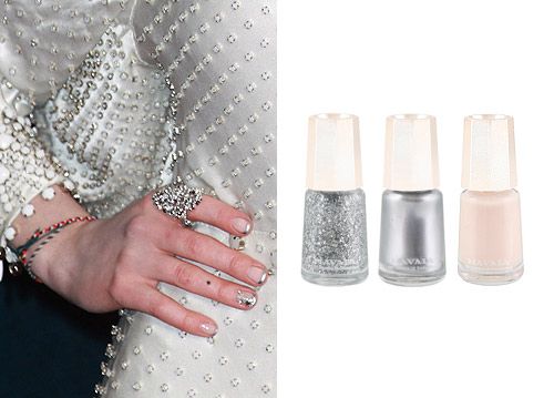 <p>Actress Anne Hathaway stepped out in a gorgeous white dress at the Les Miserables premiere, but we couldn't stop gawking at her nails. Mavala brand ambassador Jenni Draper opted for a modern French manicure design, using Mavala's Reno as a base and Mavala's Silver on the tips. She then added Mavala's Sparkling Silver glitter and some rhinestones to glam it up a notch.</p>
<p>Mavala Nail Polish, £4.30, <a href="http://www.johnlewis.com/309379/Product.aspx" target="_blank">John Lewis</a></p>