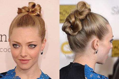 <p>We definitely give the award to Amanda Seyfried for best topknot hairstyle at the 2013 Critics' Choice Awards. She pulled back her beautiful blonde locks into a smooth, sophisticated knot that looked fantastic at all angles. Paired with her signature cat-eye makeup and matching pink blusher and lips, we thought this was one of her best beauty looks this year.</p>