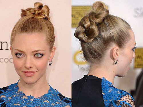 <p>We definitely give the award to Amanda Seyfried for best topknot hairstyle at the 2013 Critics' Choice Awards. She pulled back her beautiful blonde locks into a smooth, sophisticated knot that looked fantastic at all angles. Paired with her signature cat-eye makeup and matching pink blusher and lips, we thought this was one of her best beauty looks this year.</p>