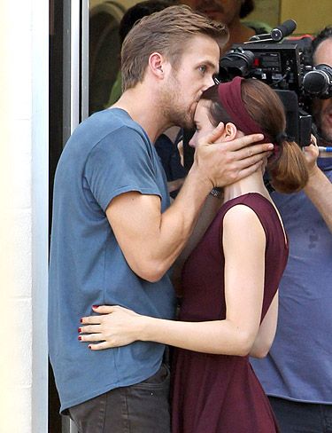 <p>Let's all stop and take a moment to look at Ryan Gosling clutching Rooney Mara's face on the set of their untitled film in Texas (apparently it's a musical drama). </p>
<p>Seriously, we might ditch the day job and train as actresses - that way we might get to experience this OMG-moment. Rooney Mara, we salute you - you're getting paid to kiss Ryan Gosling! Jealous, us? Never! </p>
