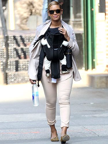 <p>Aww how cute! Beyonce and Blue Ivy out on the streets of New York wearing matching Charlotte Olympia shoes. This new mummy has serious style</p>