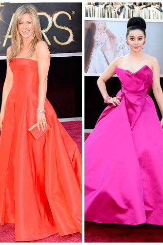 <p>We like a celeb who's not afraid to stand out from the crowd in a punchy bright shade.</p>
<p>Jennifer Aniston was one such star, taking her inspiration from the red carpet in a bright scarlet bandeau dress by Valentino. We were pretty shocked to see her NOT wearing black/beige/*insert other bland colour here*, if we're honest.</p>
<p>Fan Bingbing also looked a bit of all bright in an amazing vivid fuschia frock by Marchesa, complete wth satin scultural folds. What we'd call a stand-out look. Plus, kudos for coordinating lippy.</p>