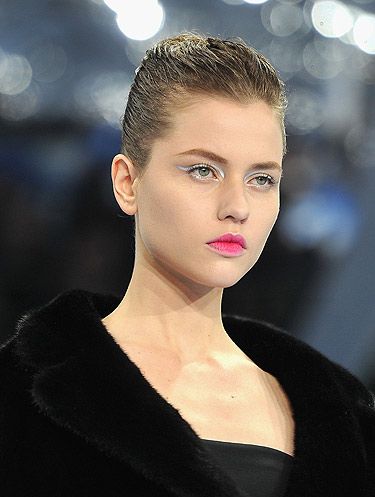 <p>The makeup at the Dior shows, artfully executed by Pat McGrath, is always as coveted as the clothing collections. <br /> <br />This season was no exception, we can't wait to do this delicate silver eyeliner and rich pink lip stain which makes a lively alternative to nudes and burgundies. Try the Rouge Dior Lipstick in Star Fuchsia 766, £25, <a href="http://www.houseoffraser.co.uk/" target="_blank">House of Fraser</a>, for a similar shade.</p>