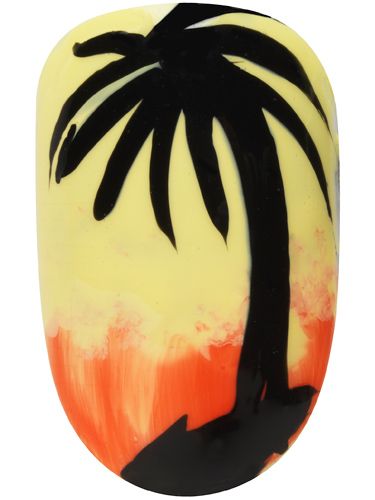 <p>Get set for the August bank holiday with some more Caribbean culture, carnival-inspired nail art.</p>
<p>1. Start by applying two coats of Max Colour Effect Nail Polish in Mellow Yellow over the whole nail <br />2. Next, before the final coat is completely dry, apply Glossfinity Nail Polish in Flushed Rose to the bottom third of your nail, smudging slightly into the yellow with a small nail sponge to create an ombre effect<br />3. To create the palm tree design, apply Glossfinity Nail Polish in Blackout using a small nail brush to paint on the silhouette outline<br />4. Finish off with a slick of Glossfinity Nail Polish Top Coat</p>