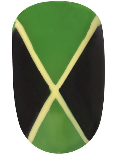 <p>Hitting the Notting Hill Carnival this bank holiday? Make your nails as colourful as the costumes with this Jamaican flag nail art.</p>
<p>1. Apply two coats of Max Colour Effect Mini Nail Polish in Cactus Green over the whole nail<br />1. With a fine nail brush, fill in two outside triangles with Glossfinity Nail Polish in Blackout <br />2. Draw a cross shape across the nail using Max Colour Effect Nail Polish in Mellow Yellow using a fine brush<br />3. Finish with a coat of Glossfinity Nail Polish Top Coat</p>