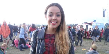 <p>We found a punk fashion lover in the fields of Reading as Kate, 18 stepped out in a tartan top worn under a leather jacket. To continue the theme she wore sheer cycling shorts under her denim hot pants toughening things up further with biker boots.</p>