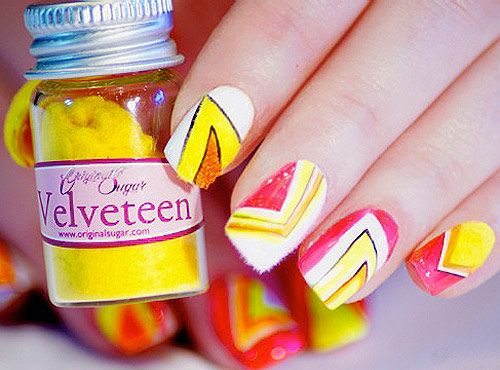 <p>It's all about standout nails and nothing gets attention more than good old neon nails. So whether you're off partying away at a festival or just off to a rave, here's how to get your very own glow stick talons.<br /><br />For this design you will need:<br /><br />White nails polish<br />Neon orange nail polish<br />Original Sugar nail art pen with black paint<br />Bullinionaire beads in Juicy Orange<br />Velveteen in Lemon Drops and Marshmallow</p>
<p> </p>