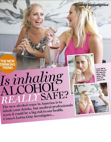 <p>Can inhaling alcohol ever be safe?</p>
<p>A new trend to inhale booze across the pond sparked Cosmo's investigation. We try out 'the vaportini' (under medical supervision) to see what all the fuss is about.</p>
<p> </p>