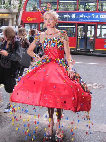 How do you create a photo frenzy at Fashion Week? Turn up covered in Lego of course! We'll never look at the childhood toy in the same way again.