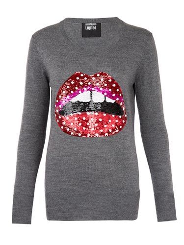 <p>Give everyone you pass a smile with a sequined lips jumper by Markus Lupfer.</p>
<p>Merino wool jumper, £290, Markus Lupfer at <a href="http://www.liberty.co.uk/fcp/product/Liberty/KNITWEAR/Grey-Lips-Polka-Dot-Sequined-Merino-Wool-Jumper/93719" target="_blank">Liberty</a></p>
<p> </p>