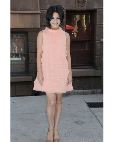 <p>Vanessa looked pretty in pink in this ruffled peach-perfect mini dress last September for at Variety's Power Of Youth event. Teaming her dress with nude platform heels and a messy up-do gave her a fun and flirty vibe.</p>