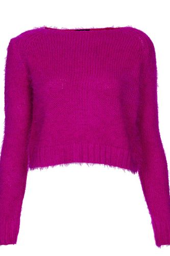 <p>Punk things up in pink. Nod to 80s Debbie Harry and wear with a leather mini skirt, a swipe of red lippy and a whole lotta 'tood.</p>
<p>Pink cropped fluffy jumper, £34, <a href="http://www.topshop.com/en/tsuk/product/clothing-427/knitwear-444/knitted-fluffy-crop-jumper-2329222?bi=1&ps=20" target="_blank">topshop.com</a></p>
<p> </p>