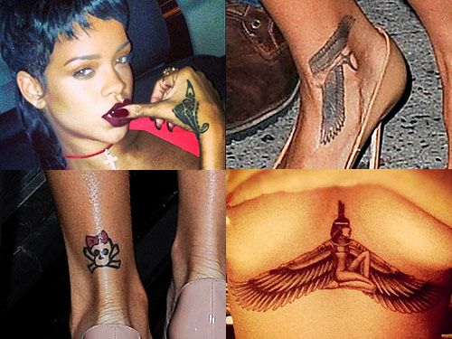 <p>Rihanna loves a tattoo doesn't she? The singer has a whopping 21 tats all over her bod and something tells us there'll be lots more to come. So let's have a look at ALL of her body art and their meanings...</p>