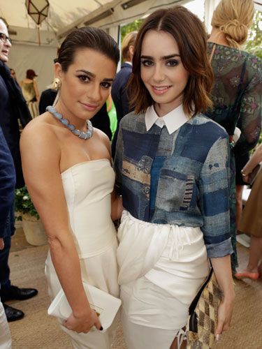 <p>Hair girl crush of the day <a href="http://www.cosmopolitan.co.uk/beauty-hair/news/styles/celebrity/lily-collins-new-bob-hairstyle" target="_blank">Lily Collins</a> and Glee's Lea Michele looked glamourous and girly, with Lea wearing a Calvin Klein cream strapless jumpsuit. </p>
<p><a href="http://www.cosmopolitan.co.uk/fashion/news/kate-bosworth-aw13-topshop-collection" target="_blank">KATE BOSWORTH X TOPSHOP: THE COLLECTION</a></p>
<p><a href="http://www.cosmopolitan.co.uk/fashion/celebrity/q-awards-best-dressed" target="_blank">BEST DRESSED AT THE Q AWARDS</a></p>
<p><a href="http://www.cosmopolitan.co.uk/fashion/celebrity/celebrity-engagement-rings#fbIndex1" target="_blank">CELEBRITY ENGAGEMENT RINGS</a></p>
