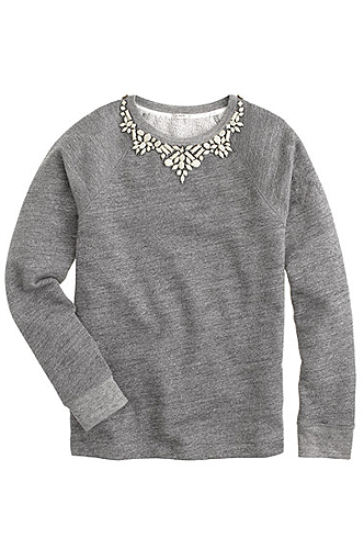 <p>"A comfy terry sweatshirt with the statement necklace built right in."</p>
<p>Bib necklace sweatshirt, £98, <a href="http://www.jcrew.com/womens_special_sizes/xxl/Knits/PRD~07590/07590.jsp" target="_blank">jcrew.com</a></p>
<p><a href="http://www.cosmopolitan.co.uk/fashion/news/j-crew-open-london-stores-uk" target="_blank">J Crew comes to the UK (at last)</a></p>
<p><a href="http://www.cosmopolitan.co.uk/fashion/shopping/nyfw-street-style#fbIndex1" target="_blank">See New York Fashion Week street style</a></p>
<p><a href="http://www.cosmopolitan.co.uk/fashion/shopping/investment-winter-coats" target="_blank">10 winter coats worth investing in</a></p>