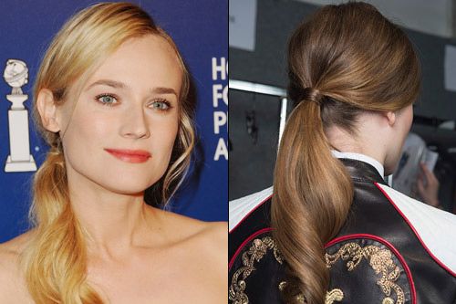 <p>All trends go from catwalk to celebs to Cosmo girls - and these four styles are no exception. Look to <a href="http://www.cosmopolitan.co.uk/beauty-hair/news/trends/round-up-of-fashion-week-beauty-trends-hair-trends-from-aw13?page=12" target="_blank">Moschino</a> and Diane Kruger as your inspo for the low pony, a.k.a. the easiest party style of the season. <br /><strong></strong></p>
<p><strong>How to:</strong><br />Blow-dry the hair to a silky smooth finish. <a href="http://www.boots.com/en/Nicky-Clarke-NHD109-Pro-2000-Hairdryer_1250872/" target="_blank">This hair dryer</a> has a concentrated nozzle for ultimate styling control, on a medium heat setting in a downward direction. Use a comb to brush through, and tie in a low pony at the nape of the neck.</p>