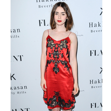 <p>Lily Collins worked the 'underwear-as-outerwear' look at a magazine launch party. Wearing a red-and-black silk-and-lace dress (slash <span class="st">négligée</span>), the Hollywood star looked like a right little saucepot - and we're LOVING the bold lip.</p>
<p><a href="http://www.cosmopolitan.co.uk/fashion/love/" target="_blank">VOTE ON CELEBRITY STYLE</a></p>
<p><a href="http://www.cosmopolitan.co.uk/fashion/shopping/womens-clothing-under-ten-pounds" target="_blank">SHOP WOMEN'S FASHION FOR £10 OR LESS</a></p>
<p><a href="http://www.cosmopolitan.co.uk/fashion/celebrity/" target="_blank">SEE THE LATEST CELEBRITY TRENDS</a></p>