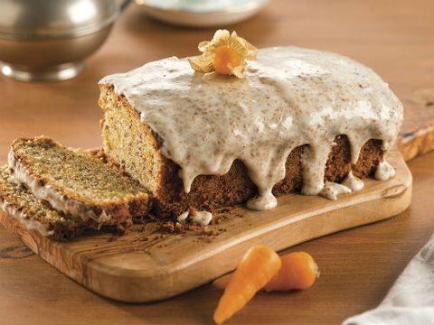 <p><em>Makes 12-14 slices</em></p>
<p><strong>Ingredients:</strong></p>
<p>200g grated carrots<br />200g caster sugar<br />2 eggs<br />200g self raising flour<br />1 teaspoon of mixed spice<br />2 dessertspoons of <a href="http://www.linwoods.co.uk/" target="_blank">Linwoods Milled Organic Flaxseed</a><br />½ teaspoon salt<br />200ml sunflower oil<br />1 teaspoon of vanilla extract</p>
<p><strong>Icing:</strong></p>
<p>150g light cream cheese<br />25g unsalted butter<br />1 teaspoon lemon juice<br />175g icing sugar</p>
<p><strong>To make:</strong></p>
<p>- Preheat the oven to 170C (gas mark 3)<br />- Line and grease a 900g loaf tin<br />- Mix the sugar, eggs and oil with an - electric whisk until pale<br />- Add the flour, salt and spice, carrots and vanilla extract<br />- Place the mixture in to the loaf tin and bake for an hour<br />- Leave to cool and then place on a cooling rack<br />- Mix the cream cheese, butter, flaxseed and icing sugar until the sugar is combined<br />- Spread on the cake and enjoy!</p>