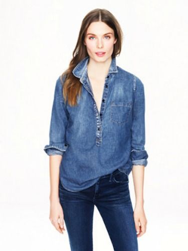 <p>You'll find no better than in J Crew. It may be pricey but it beats an oversized 'vintage' version from Beyond Retro. Tailored, smart casual and the perfect denim hue. Pair with jeans for a double denim look, or tuck into a leather pencil skirt for a casual working girl vibe.</p>
<p>Classic chambray popover, £78, <a href="http://www.jcrew.com/womens_category/shirtsandtops/denimchambray/PRDOVR~06877/06877.jsp" target="_blank">J Crew</a></p>
<p><a href="http://www.cosmopolitan.co.uk/fashion/news/rihanna-new-face-of-balmain" target="_blank">RIHANNA FOR BALMAIN</a></p>
<p><a href="http://www.cosmopolitan.co.uk/fashion/shopping/christmas-party-dresses-investment" target="_blank">TEN DREAMY PARTY DRESSES</a></p>
<p><a href="http://www.cosmopolitan.co.uk/fashion/news/which-party-dress-colour-works-best" target="_blank">THE BEST COLOURS TO PARTY IN</a></p>
<p> </p>
