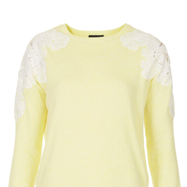 <p>This pretty knit comes in one of the surprise shades of the new season - and will look delightful with ripped blue jeans. SO FRESH.</p>
<p>Lace shoulder jumper, £38, <a href="http://www.topshop.com/en/tsuk/product/new-in-this-week-2169932/new-in-this-week-493/knitted-lace-shoulder-jumper-2597928?bi=1" target="_blank">topshop.com</a></p>
<p><a href="http://www.cosmopolitan.co.uk/fashion/shopping/spring-fashion-trends-2014?page=1" target="_blank">7 BIG spring fashion trends for 2014</a></p>
<p><a href="http://www.cosmopolitan.co.uk/fashion/news/kelly-kapowski-90s-fashion" target="_blank">Spring fashion inspiration from Kelly Kapowski</a></p>
<p><a href="http://www.cosmopolitan.co.uk/fashion/news/" target="_blank">Get the latest fashion news</a></p>