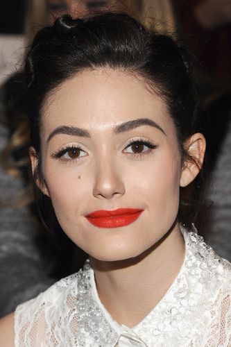 <p>Emmy Rossum always makes inspiring makeup choices and we loved her look for the Monique Lhuillier show at <a href="http://www.cosmopolitan.co.uk/beauty-hair/news/trends/hair-makeup-trends-autumn-winter-2014" target="_self">New York Fashion Week</a>. The cat eye lashes and tomato red lipstick looked entirely the right side of retro. Try Japonesque Pro Performance Lipstick in S12, a near-exact match. £15, <a href="http://www.johnlewis.com/japonesque-pro-performance-lipstick/p603612?colour=S12" target="_blank">johnlewis.com</a></p>