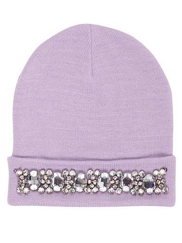 <p>Switch up your dreary winter beanie for a pimped-up version in one of this season's sugary shades. Way to saty cosy while looking cute. </p>
<p>Embelished beanie, £15, <a href="http://www.riverisland.com/women/accessories/hats/Lilac-embellished-beanie-hat-651501" target="_blank">riverisland.com</a></p>
<p><a href="http://www.cosmopolitan.co.uk/fashion/shopping/spring-fashion-trends-2014?page=1" target="_blank">7 BIG FASHION TRENDS FOR SPRING 2014</a></p>
<p><a href="http://www.cosmopolitan.co.uk/fashion/shopping/sexy-bras-big-breasts" target="_blank">5 SEXY BRAS FOR BIG BOOBS</a></p>
<p><a href="http://www.cosmopolitan.co.uk/fashion/news/Topshop-Unique-autumn-winter-2014-London-Fashion-Week" target="_blank">TOPSHOP UNIQUE'S BEST BITS FOR AW14</a></p>